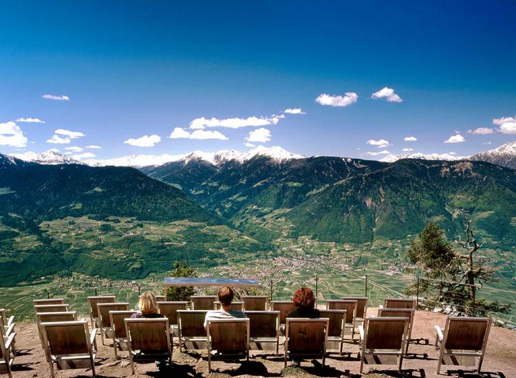 Vista dal Knottenkino (cinema delle rocce) a Verano