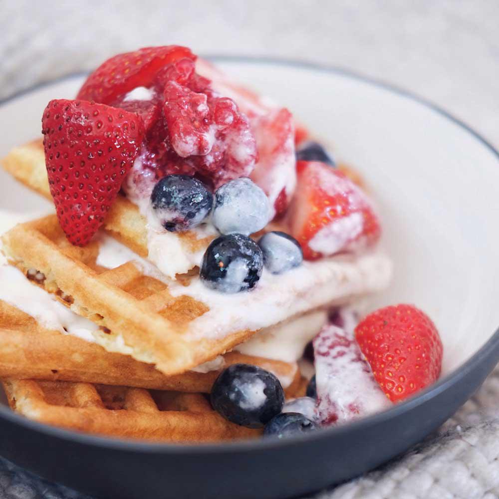 Waffeln mit Früchten