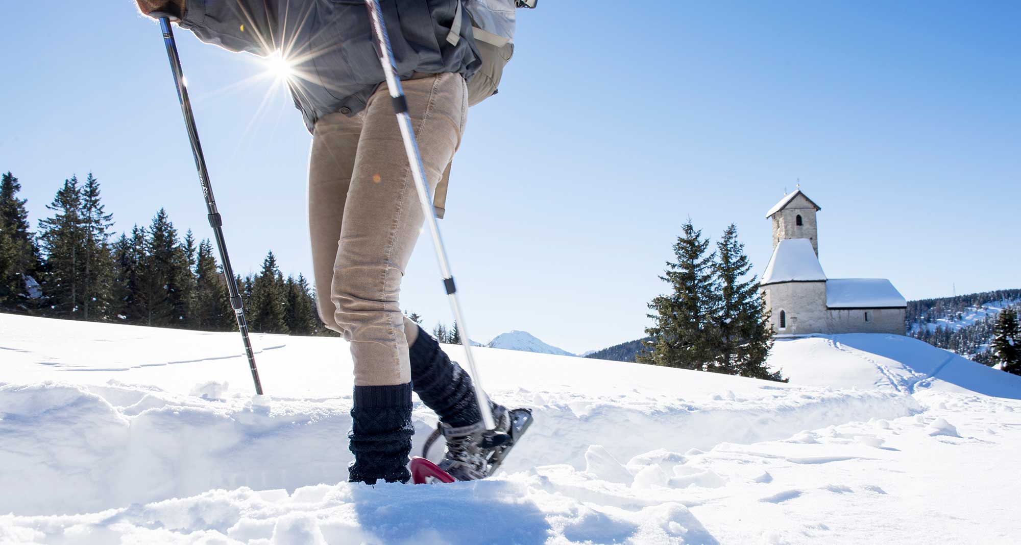 Schneeschuhwanderer am Vigiljoch